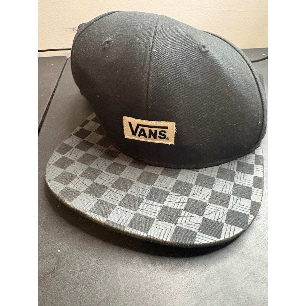 Vans Off The Wall Snapback Hat Black Checkerboard Flat Brim Skate Cap